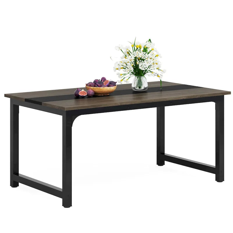 63 Inches Industrial Dining Table, Modern Kitchen Table - 63 L x 31.5 W x 29.13 H