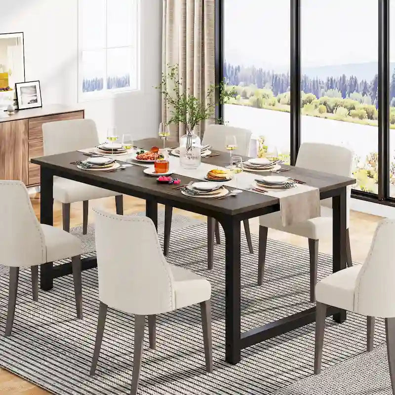 63 Inches Industrial Dining Table, Modern Kitchen Table - 63 L x 31.5 W x 29.13 H