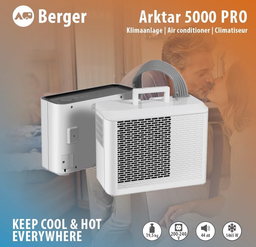 Produktbild: BERGER Arktar 5000 Pro Mobile Split-Klimaanlage mit Heizung – Größenangabe im Maß
