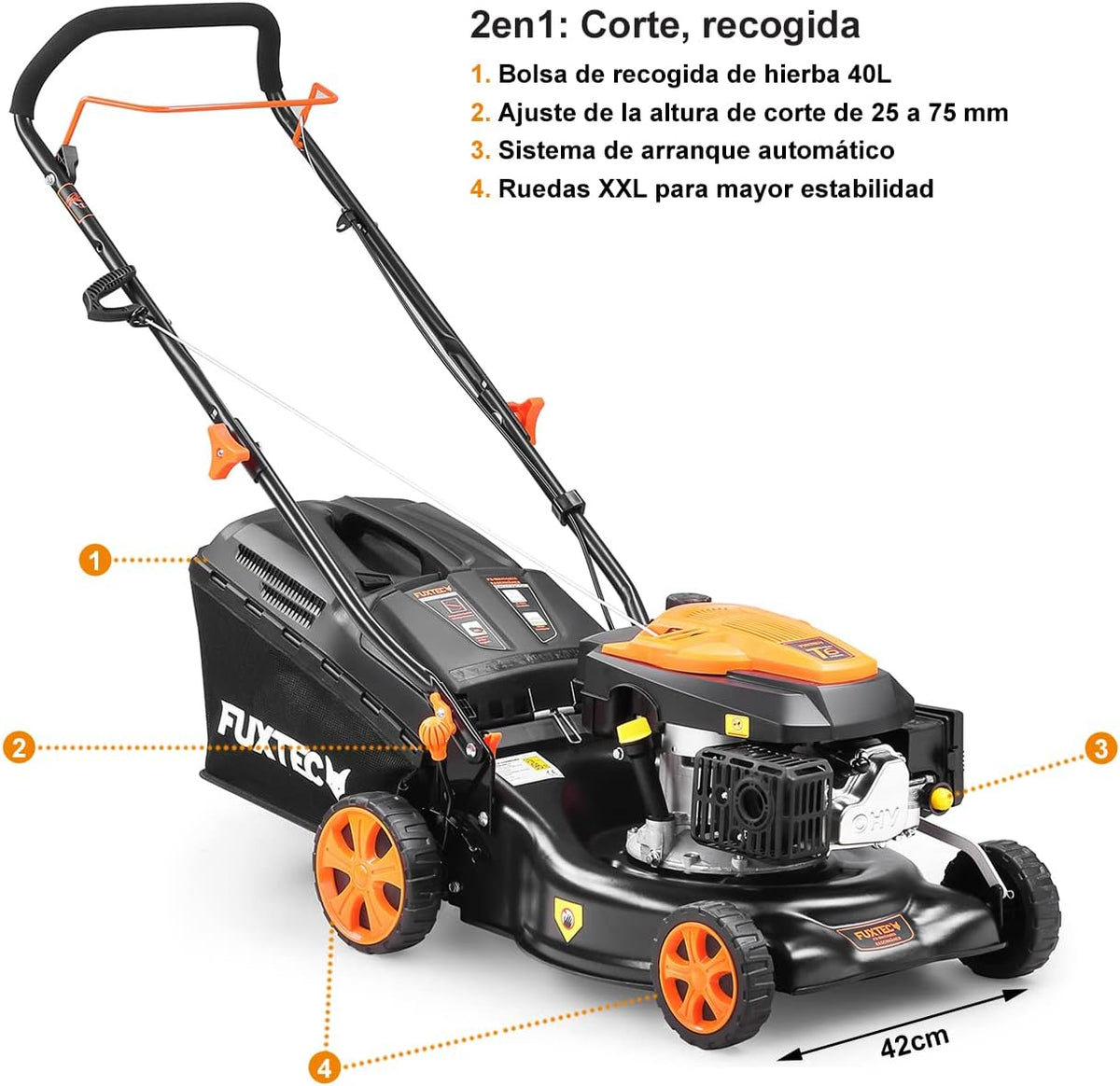FUXTEC FX-RM4646ECO benzinegrasmaaier, mesaandrijving detail