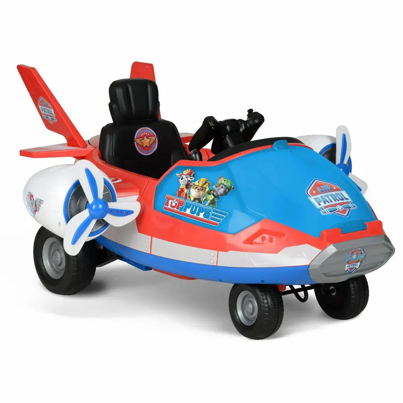 Zijaanzicht van het blauwe Paw Patrol vliegtuigje