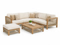Ecksofa-Set aus Teakholz-Geflecht in Beige auf der Terrasse