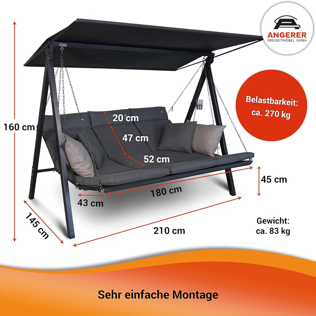 Angerer Hollywoodschaukel Lounge Smart Ashgrey – Draufsicht 6/6