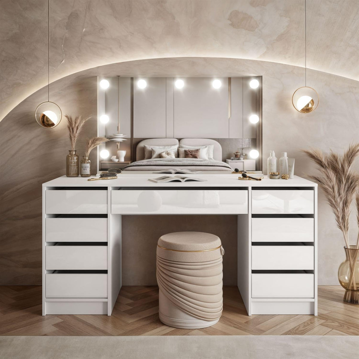 Lookway Schminktisch MADA Elite II mit LED-Spiegel – Elegant – Anwendung 9/15