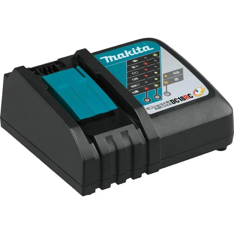 Overzicht van de complete Makita LXT-set in de werkplaats