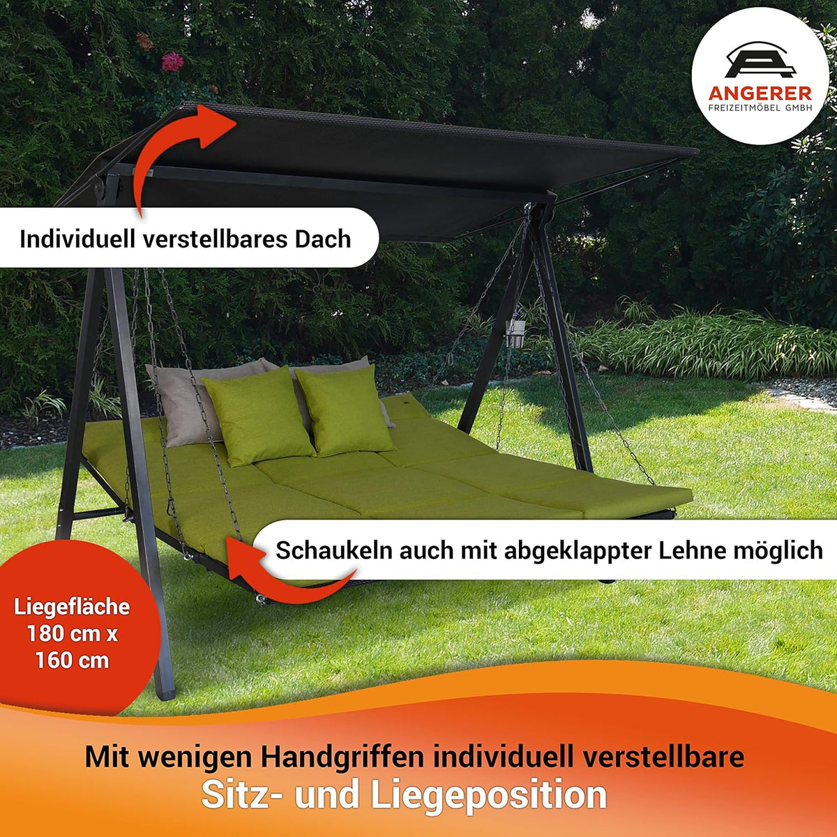 Angerer Hollywoodschaukel Lounge Smart Ashgrey – Seitenansicht 2/6