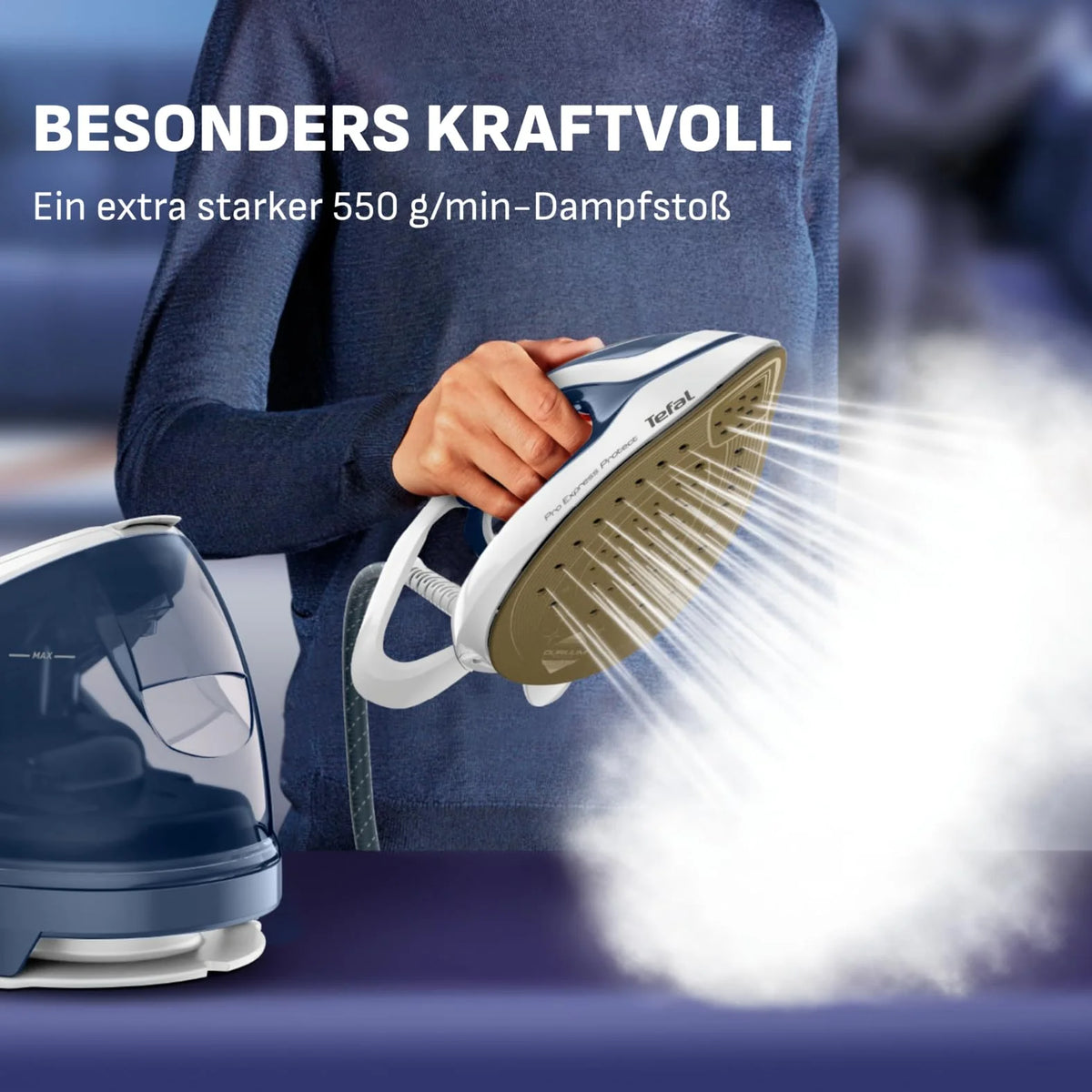 Tefal Pro Express Protect Dampfbügelstation in Blau-Weiß