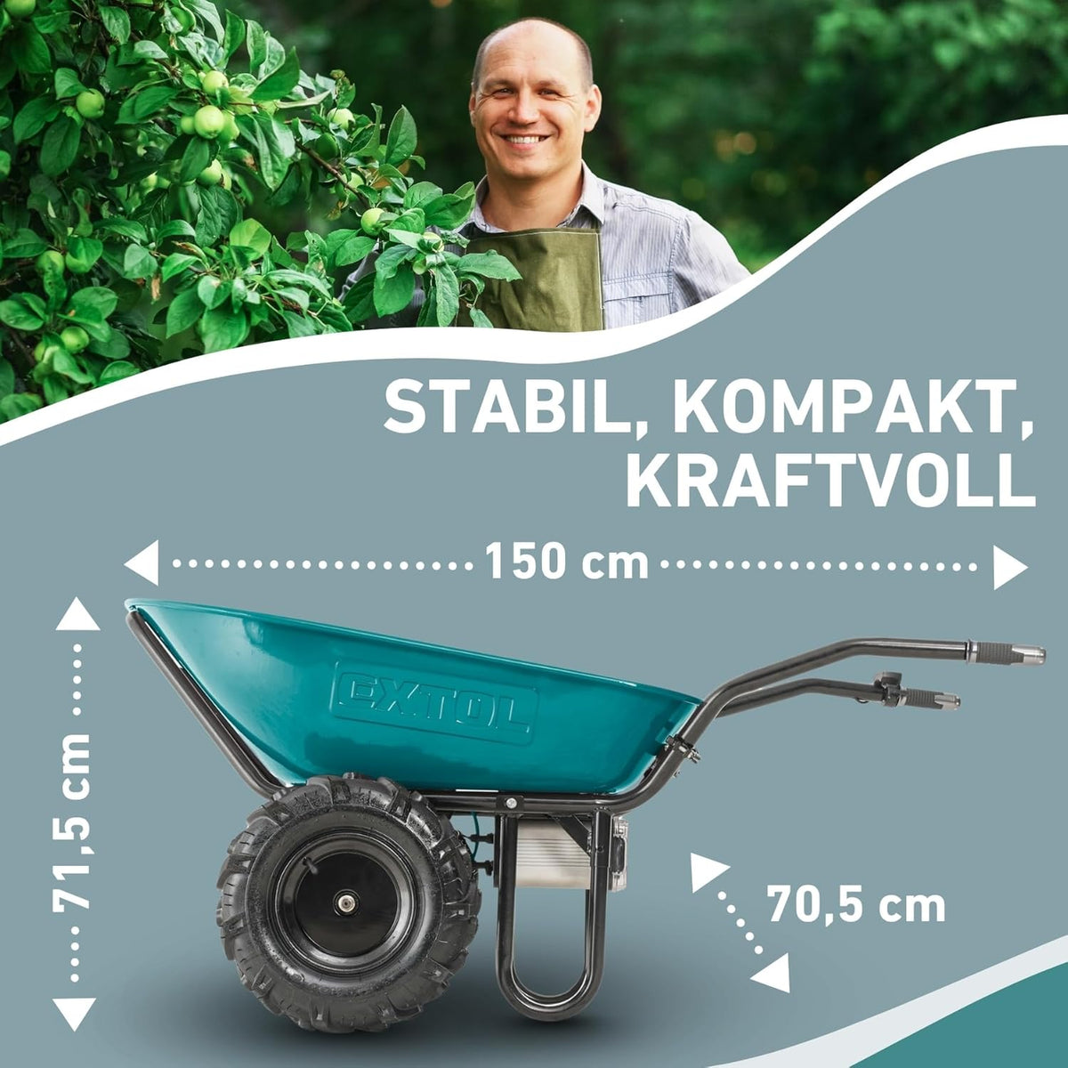 Elektrische Schubkarre mit Akku I 100L Mulde I 260kg Traglas – Detailansicht 3/9