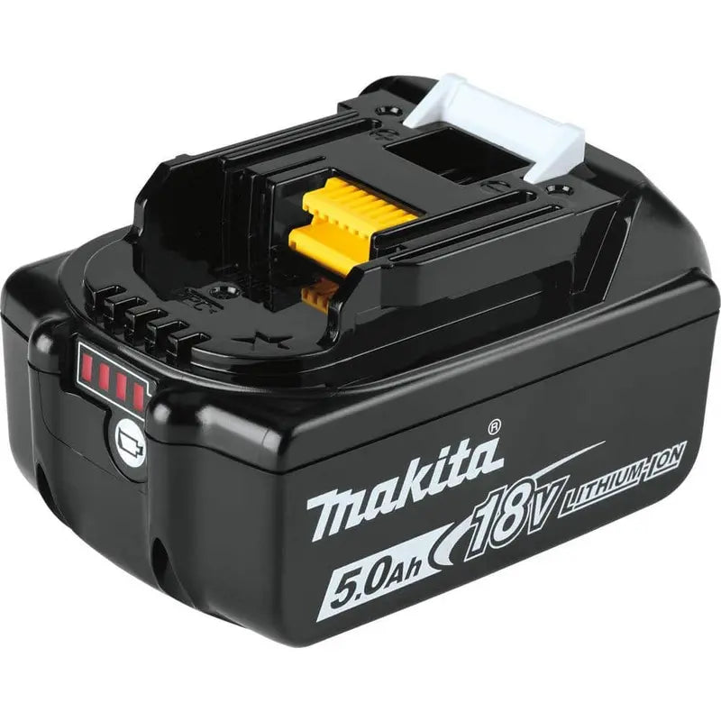Zijaanzicht van de Makita accu-haakse slijper