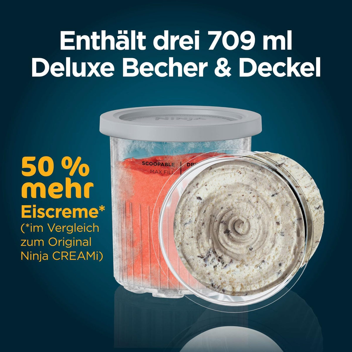 Ninja CREAMi Deluxe Eis-und Eisgetränkmaschine mit 2 Bechern – Hauptansicht 1/8