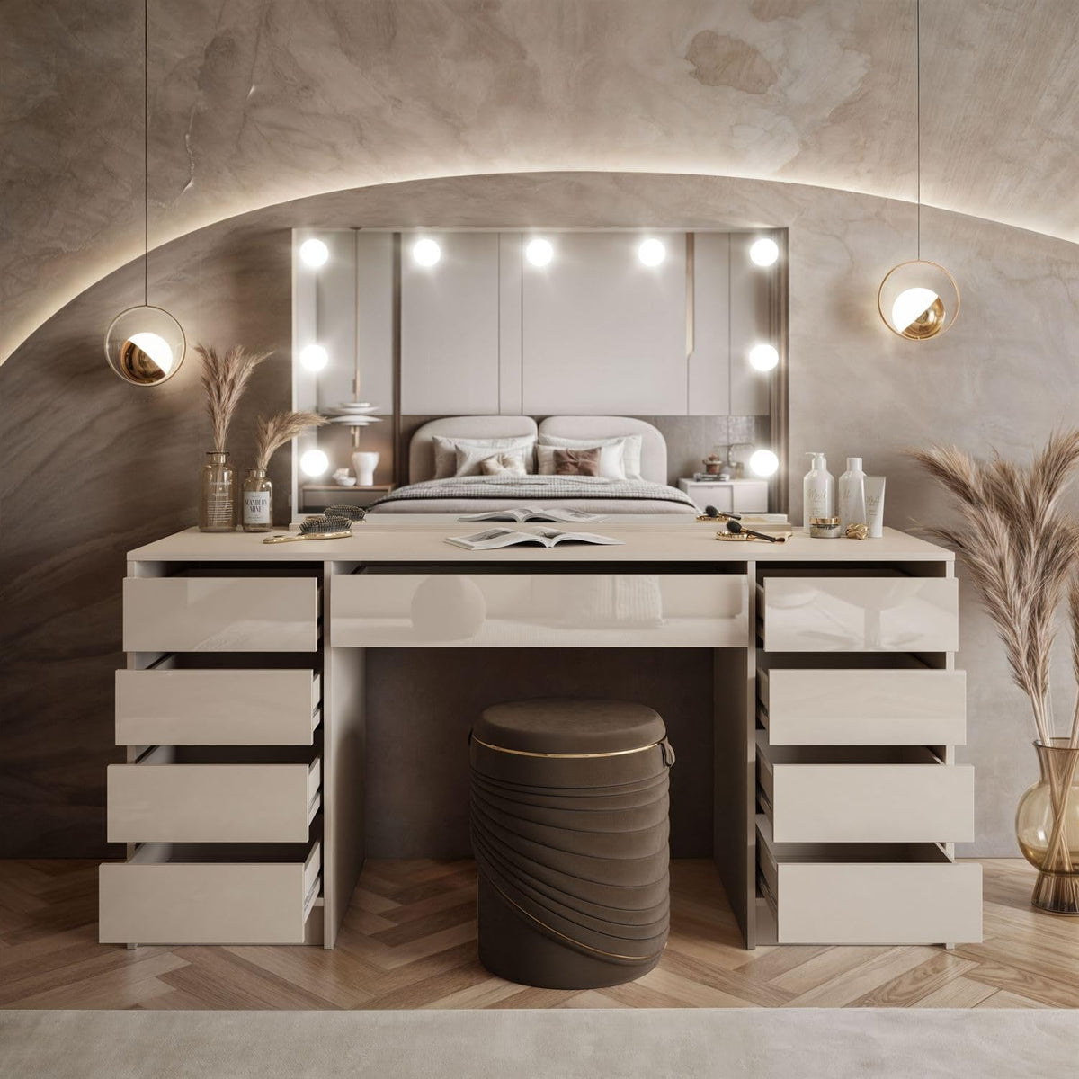 Lookway Schminktisch MADA Elite II mit LED-Spiegel – Elegant – Seitenansicht 2/15