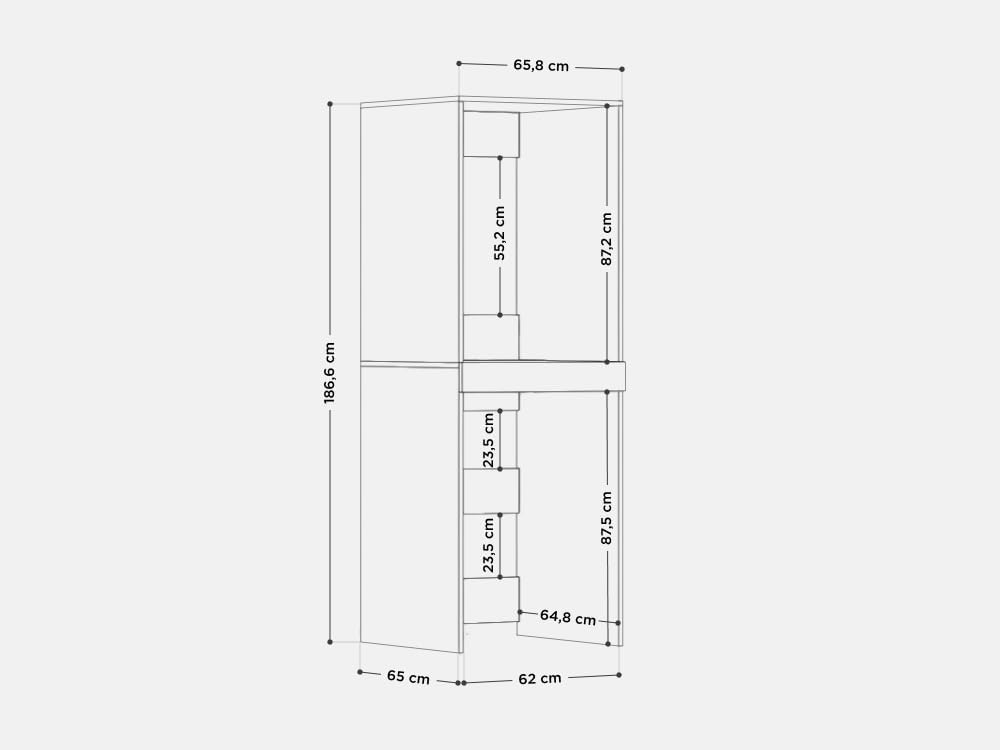 PLATAN ROOM witte stapelkast - uitschuifbare plank uitgetrokken