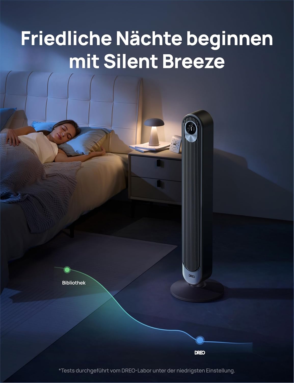 Produktbild: DREO DC Motor Turmventilator Leiser – Detailansicht Bedienelemente