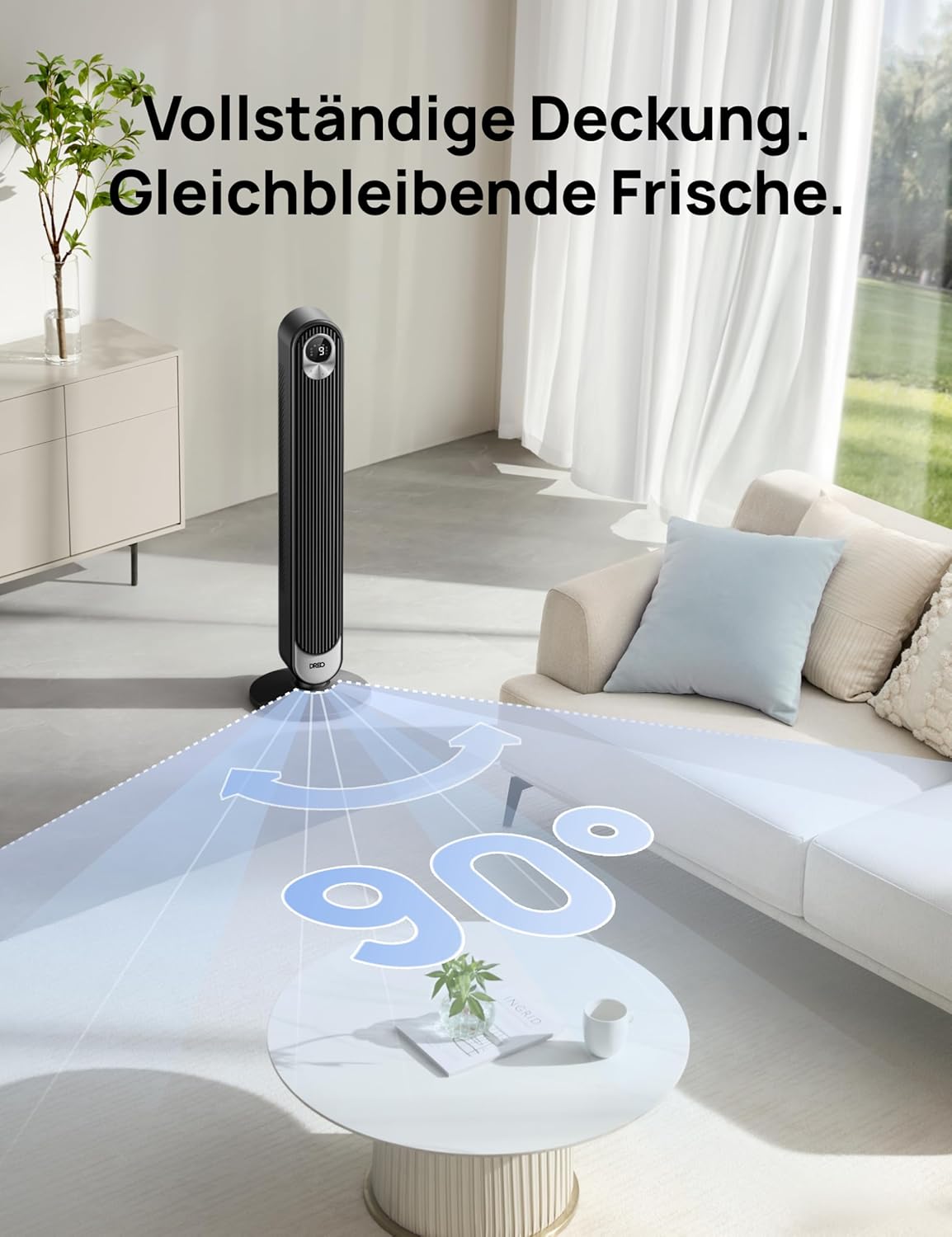 Produktbild: DREO DC Motor Turmventilator Leiser – Einsatz im Wohnraum