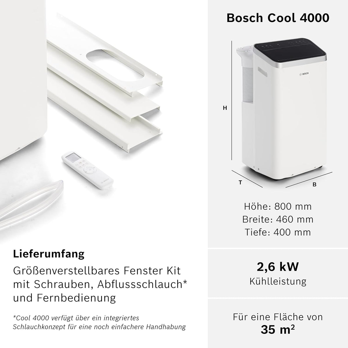 Bosch Cool 4000 Mobiles Klimagerät - 3-in-1: Klimagerät – Seitenansicht 42/66