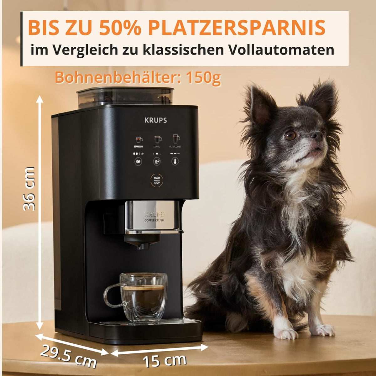 Produktbild: Krups Coffee Crush Extra Kaffeevollautomat – Einsatz im Wohnraum