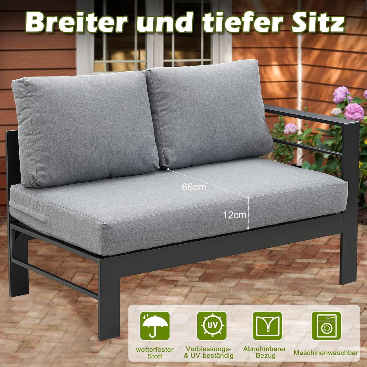 Ecksofa mit dicken Sitz- und Rückenkissen