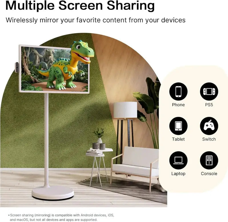 Mobiele smart-tv in het verticale formaat voor videogesprekken