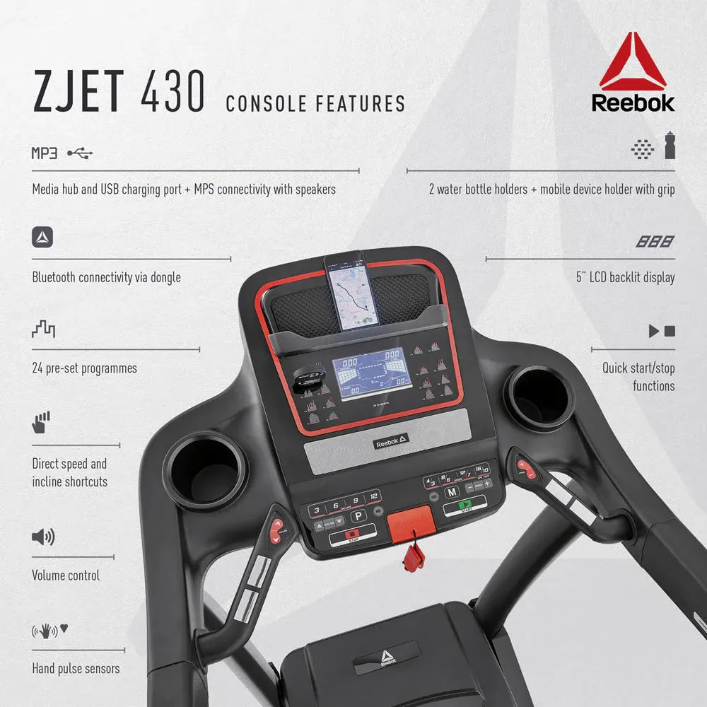Reebok ZJET 430 loopband – zijkant van de loopband