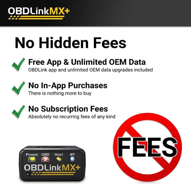 OBDLink MX+ naast een iPhone voor formaat