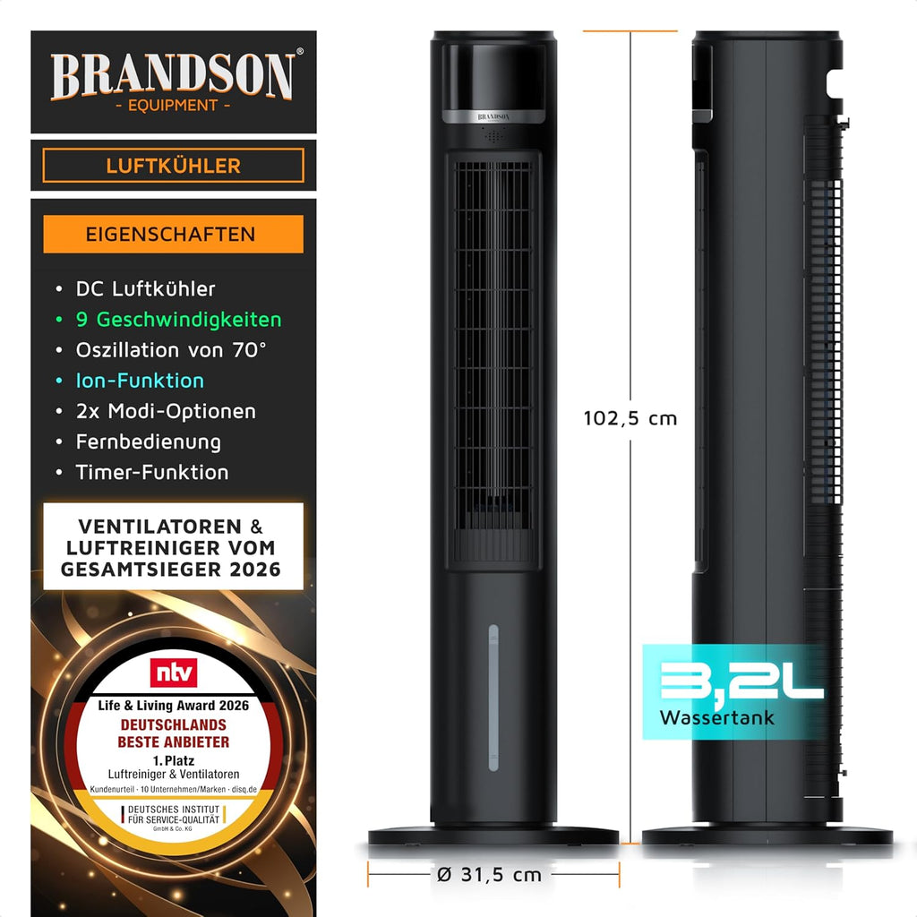 Brandson mobiler Luftkühler Turmventilator – Gesamtansicht