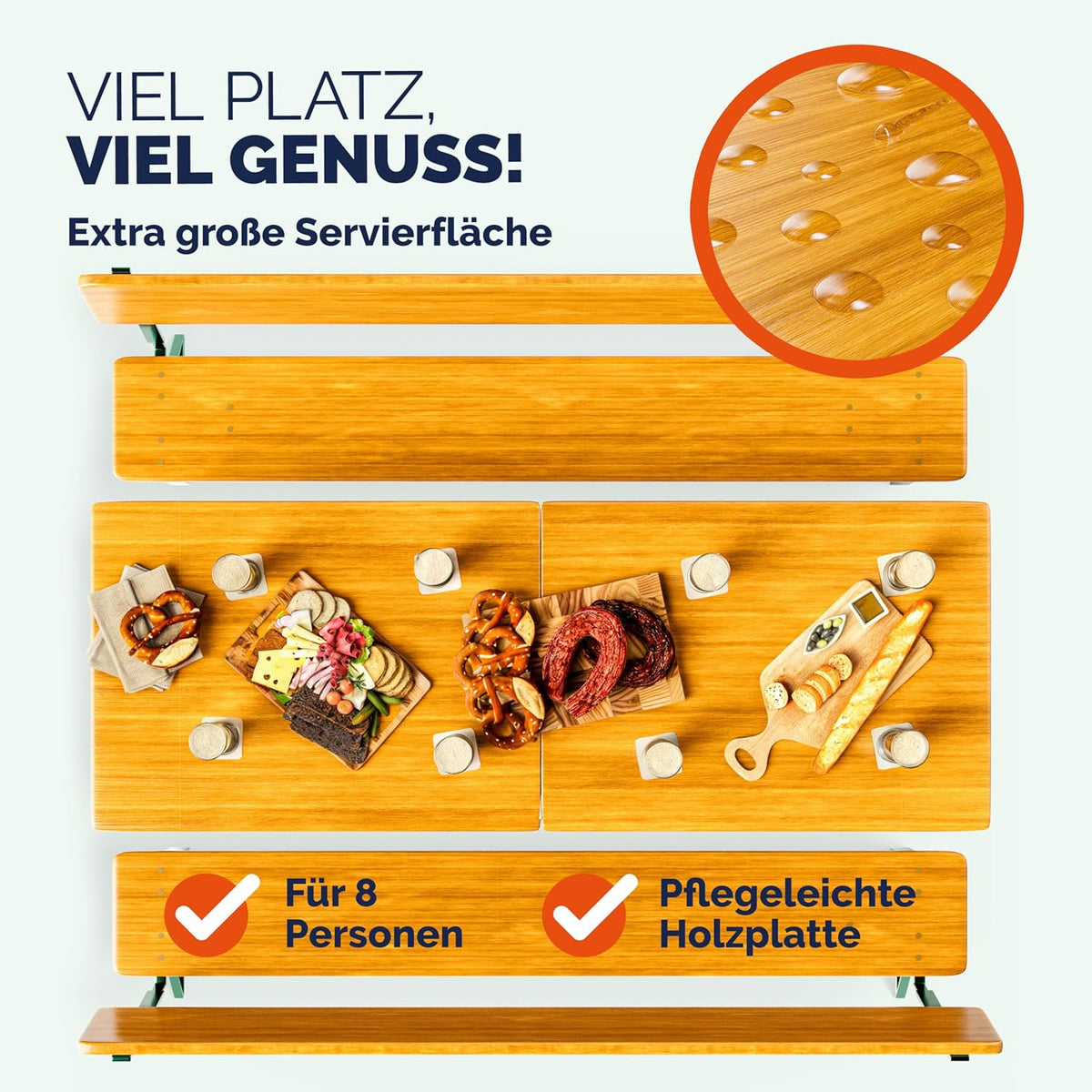 Produktbild: Casaria® Bierzeltgarnitur mit Lehne 170 cm Klappbar Stabil 2 – Einsatz im Wohnraum