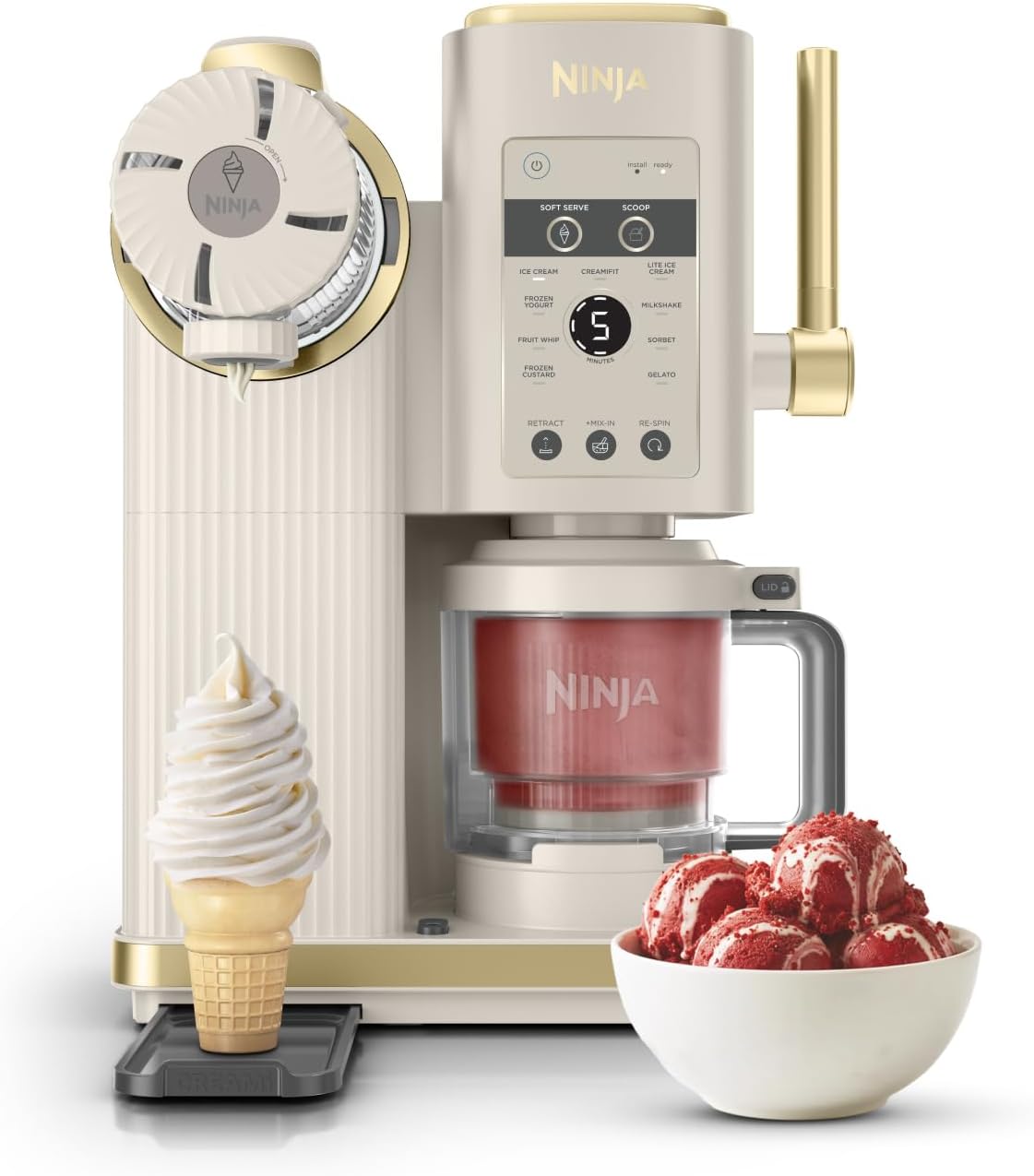 Ninja CREAMi NC701EU Eismaschine, 13 Programme, 2 Behälter, Mix-In, Platin-Silber