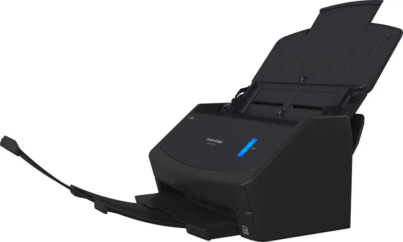 Papierinvoer van de scanner met een stapel documenten