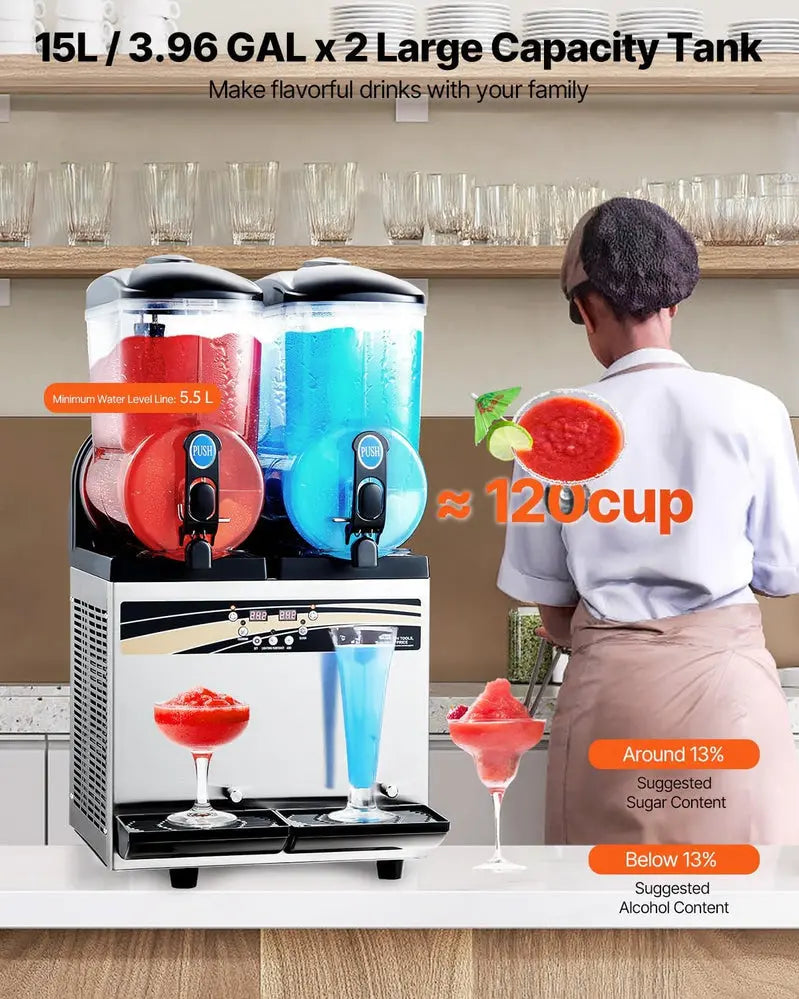 VEVOR slushie machine in gebruik in een cafetaria
