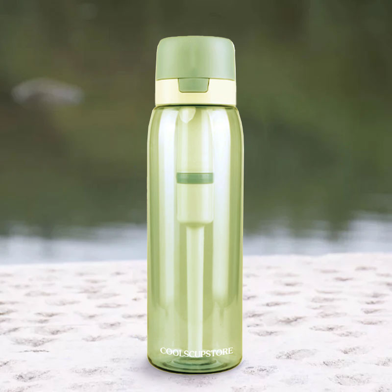 Green Transparent Bottle Plastic Water Purification Cup