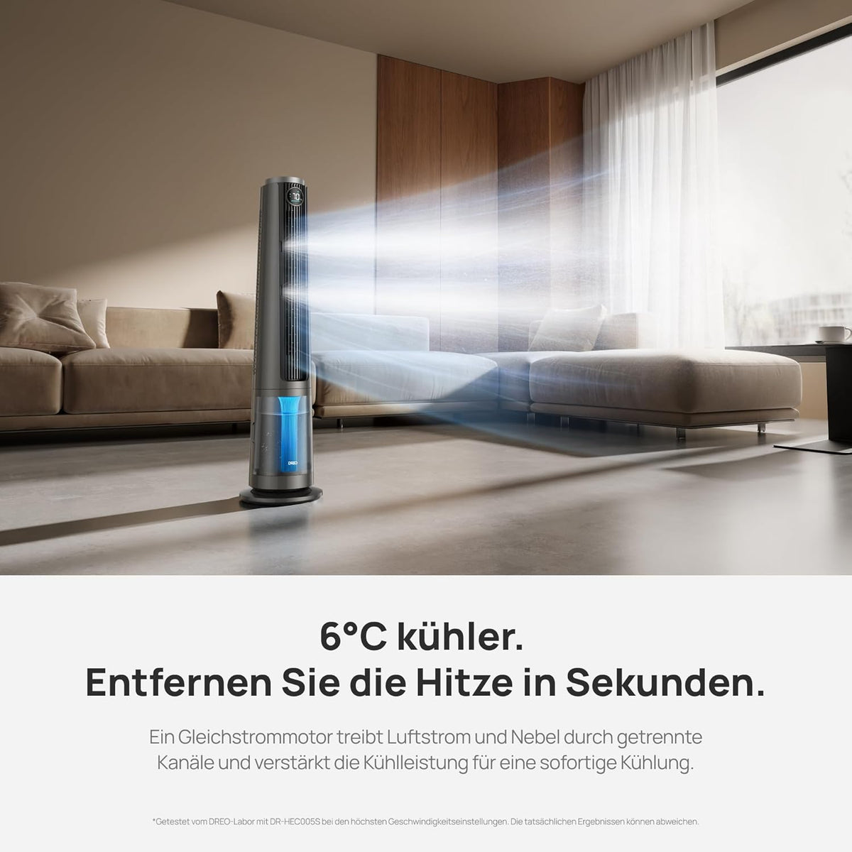Produktbild: DREO TurboCool Nebelventilator 765S – Detailansicht Bedienelemente