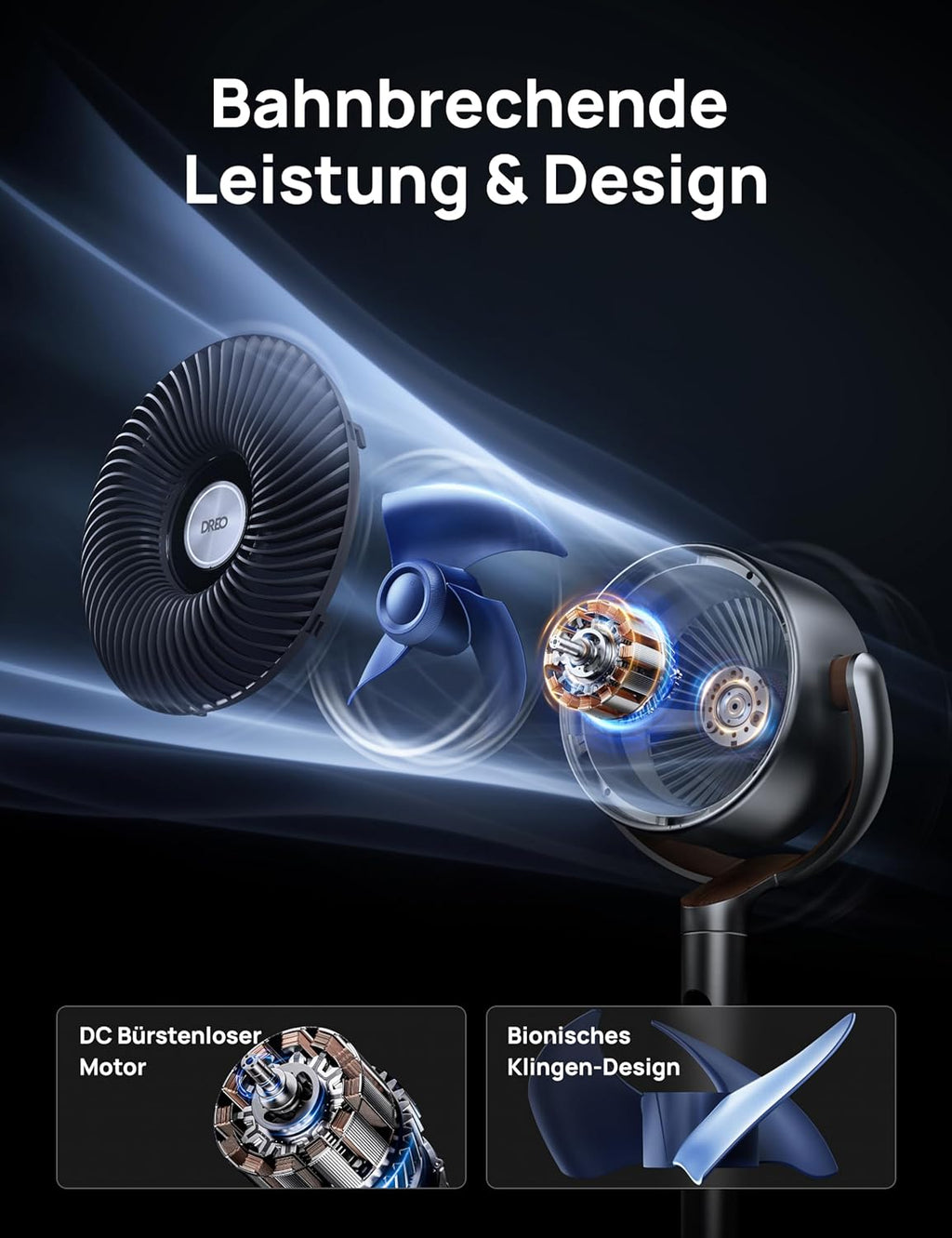 Produktbild: Dreo 20dB leiser Standventilator – Rückansicht