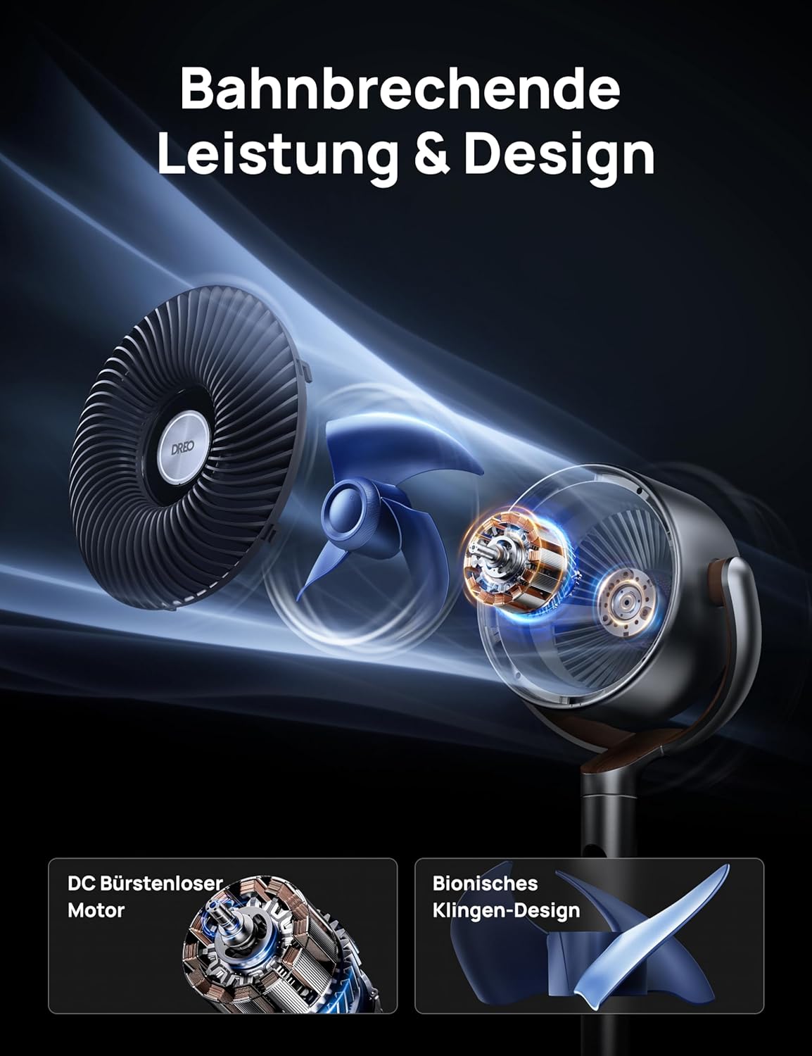 Produktbild: Dreo 20dB leiser Standventilator – Rückansicht