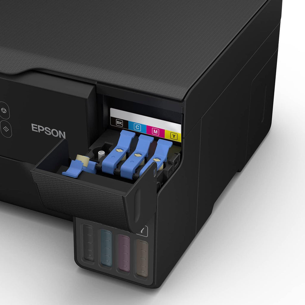 Zijaanzicht van de compacte ET-2840 op een bureau