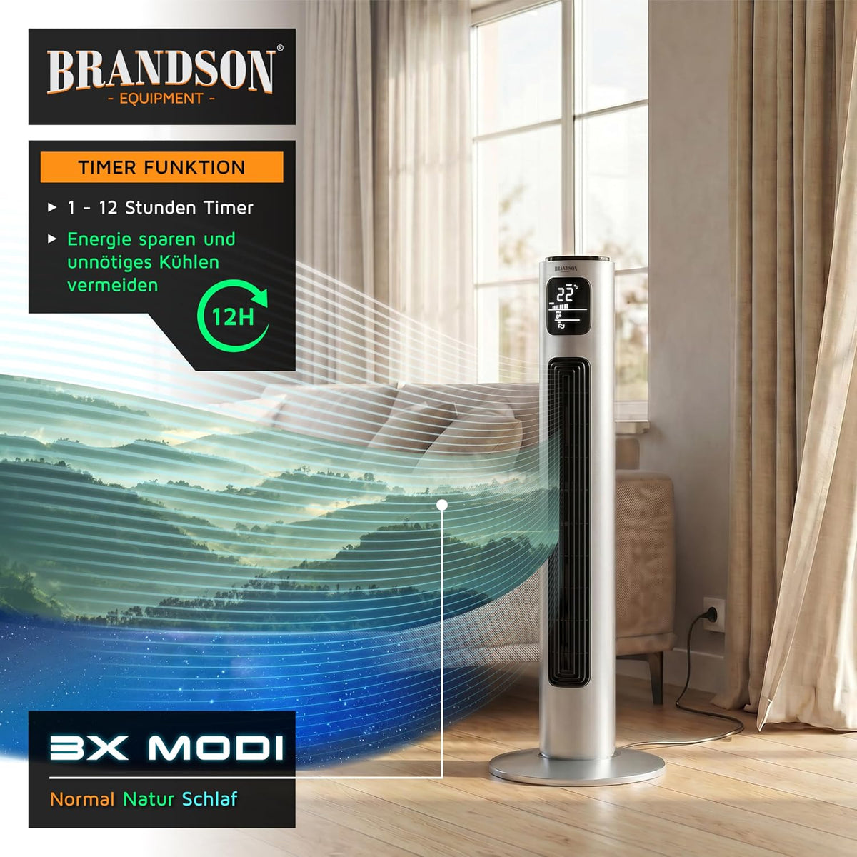Brandson - Turmventilator mit Fernbedienung 96 cm - Preisträ – Lieferumfang 10/13