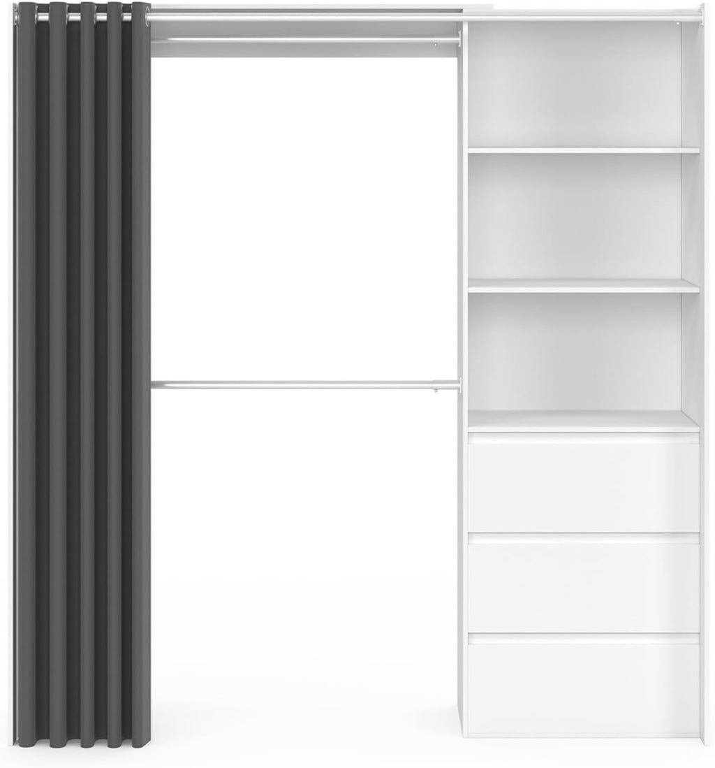 IDMarket MARTY witte kledingkast, drie lades open