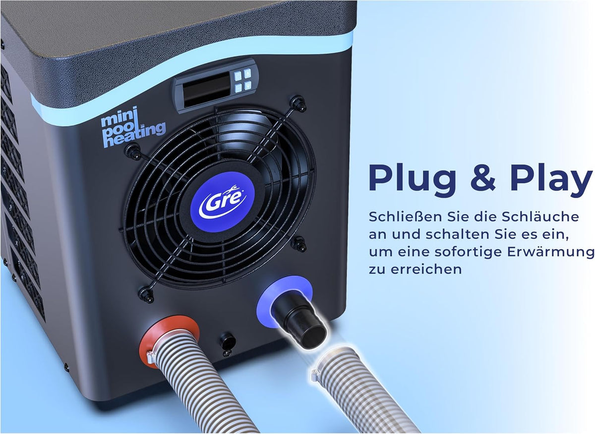 Anschlüsse der Pool-Wärmepumpe 32 und 38 mm