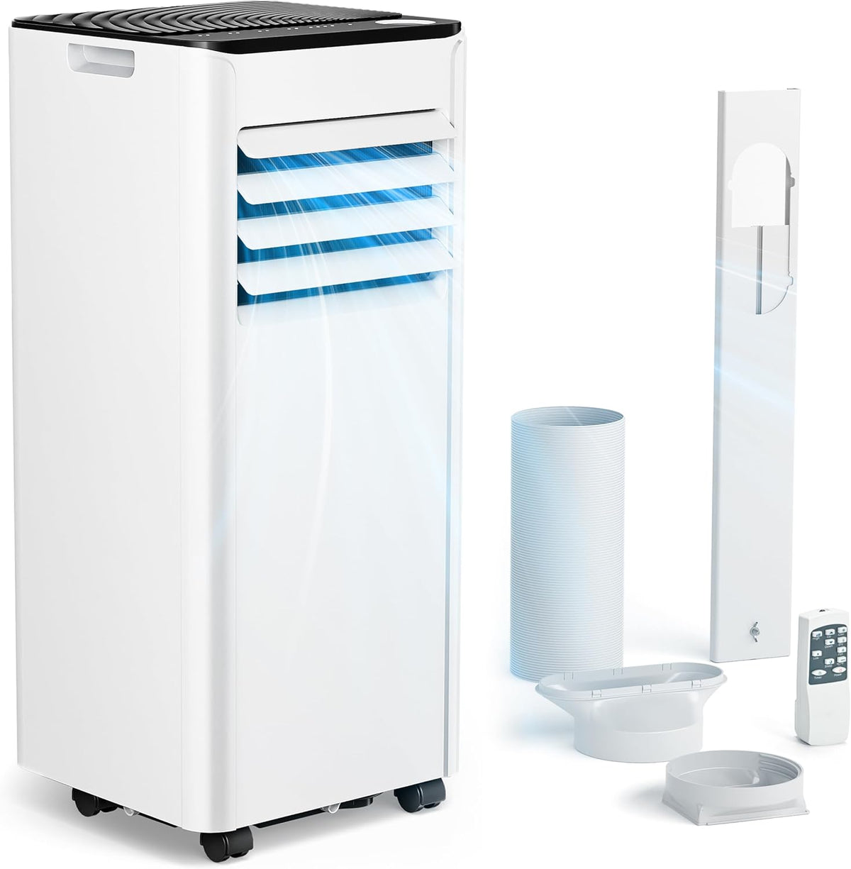 Produktbild: Mobile Klimaanlage 9000 BTU mit Abluftschlauch – praktisches Anwendungsbeispiel