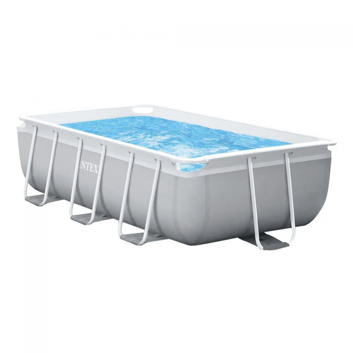 Intex Prism Frame rechthoekig zwembad, compleet zwembad gevuld in de tuin