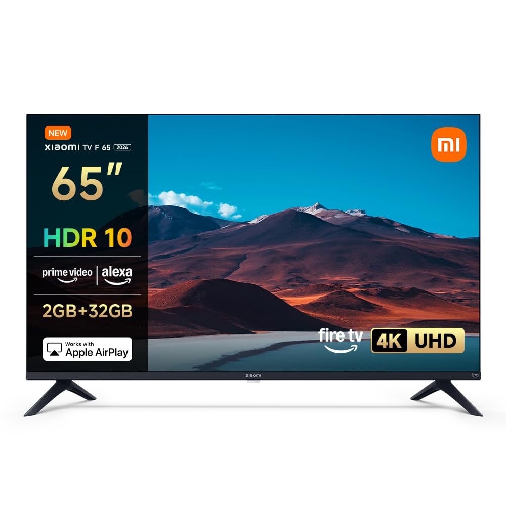 Xiaomi TV F 65 inch 4K smart tv, vooraanzicht van het zwarte toestel