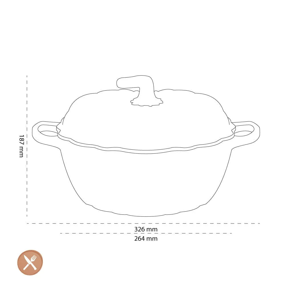 3,7 liter gevulde braadpan op een tafel