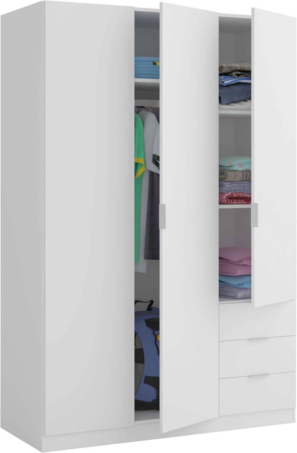 Habitdesign kledingkast mat wit met drie deuren in de slaapkamer