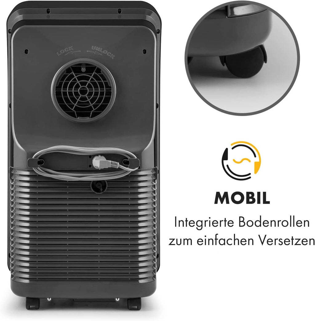Produktbild: Klarstein Mobile Klimaanlage mit Abluftschlauch – Anschluss und Kabel
