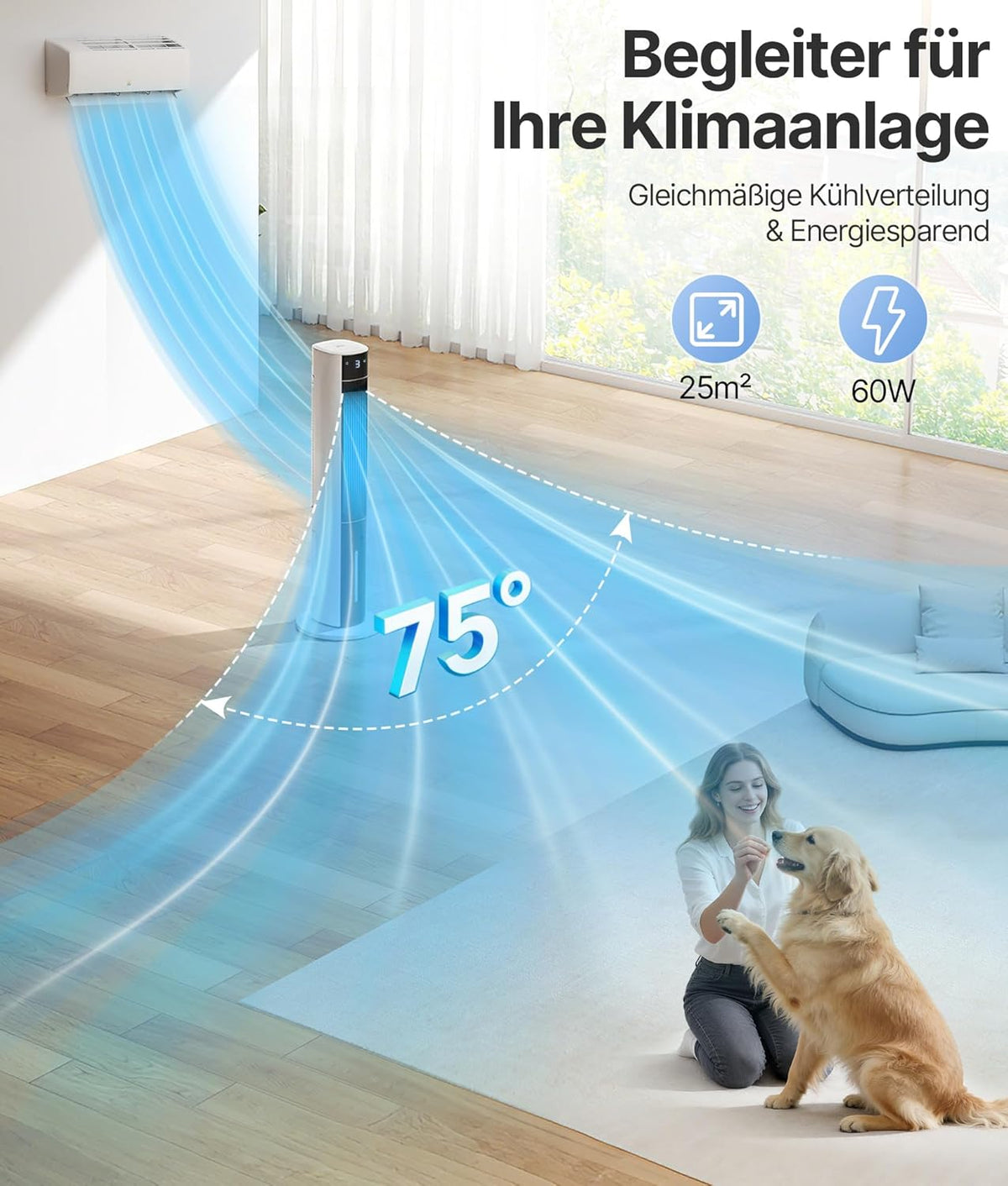 Produktbild: Turmventilator Luftkühler mit Wasserkühlung - Mobile Klimaan – Detailansicht Bedienelemente