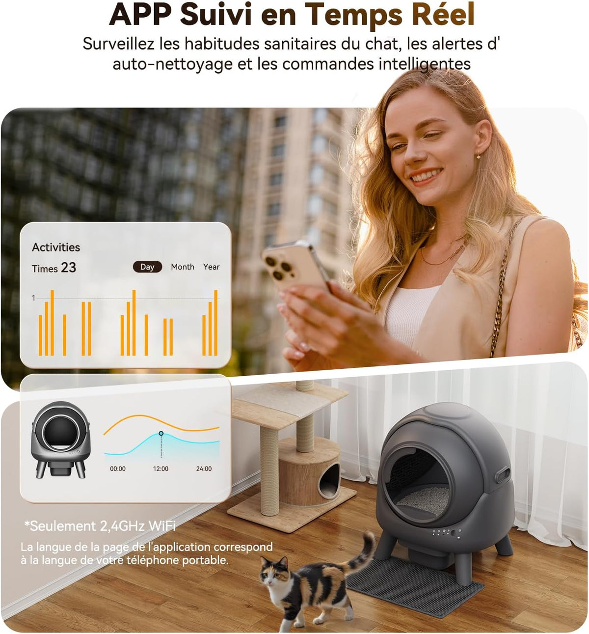 App-dashboard op smartphone met bezoekstatistieken