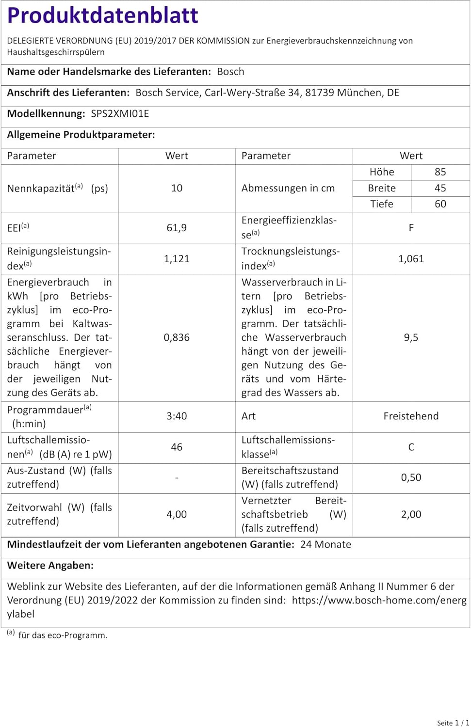 Bosch SPV2IKX10E Ansicht Detail