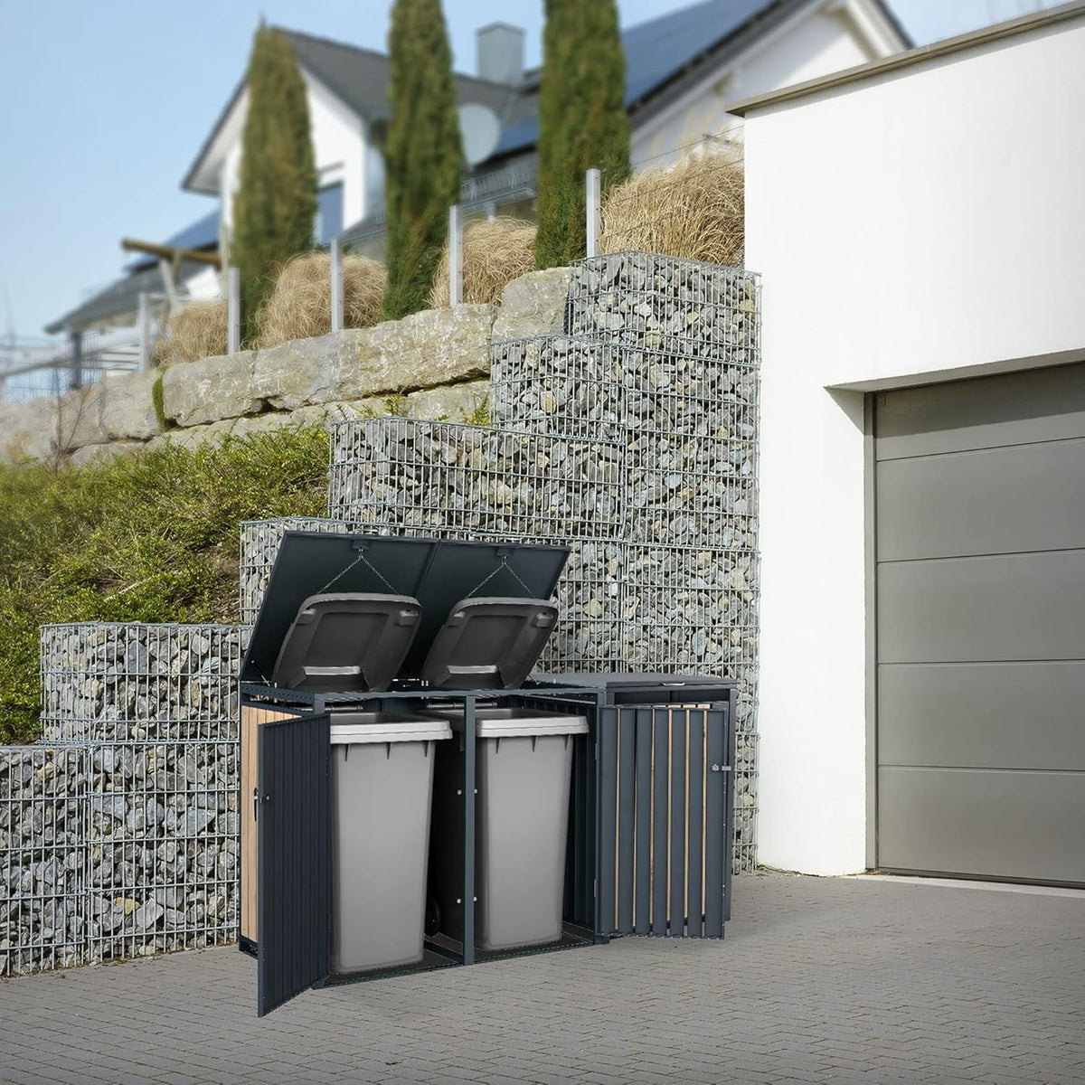 ML-Design Mülltonnenbox 3er Anthrazit – Zubehör und Lieferumfang