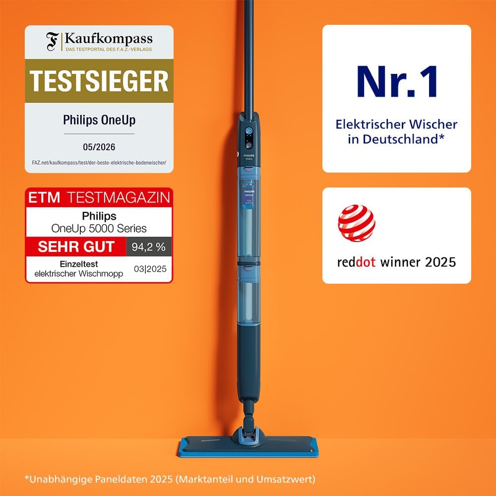 Philips OneUp 5000 Serie Elektrischer Wischmopp - 2X saubere – Seitenansicht 2/8