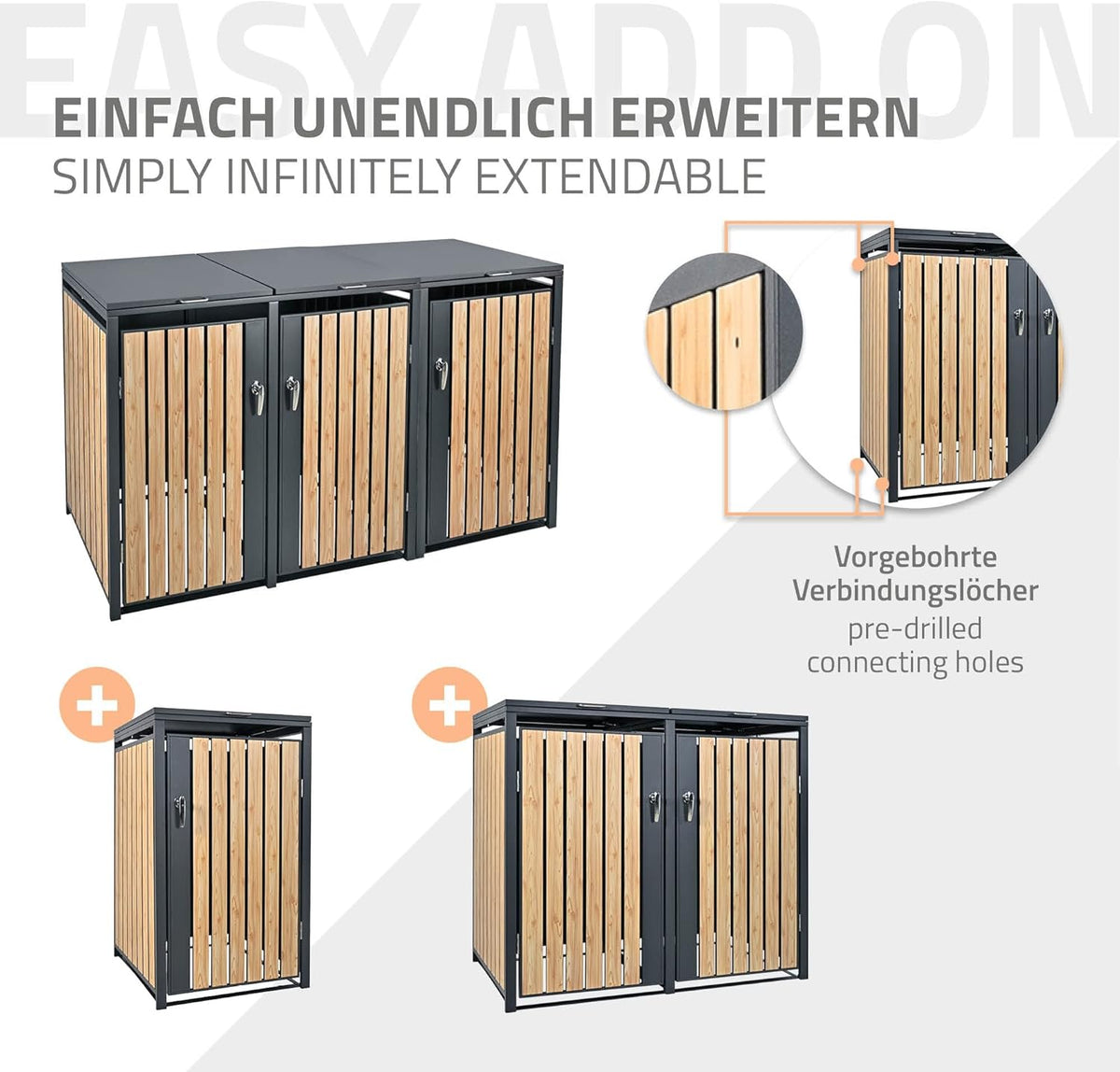 ML-Design Mülltonnenbox 3er Anthrazit – Materialdetail