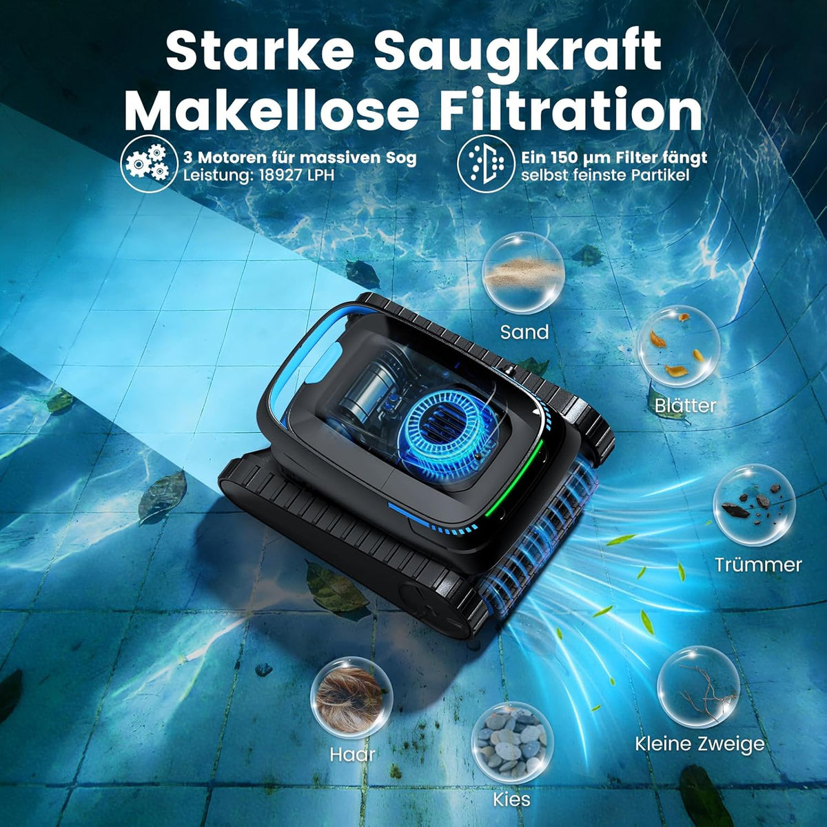 BOTLIFE PC10 Poolroboter Akku – Seitenansicht